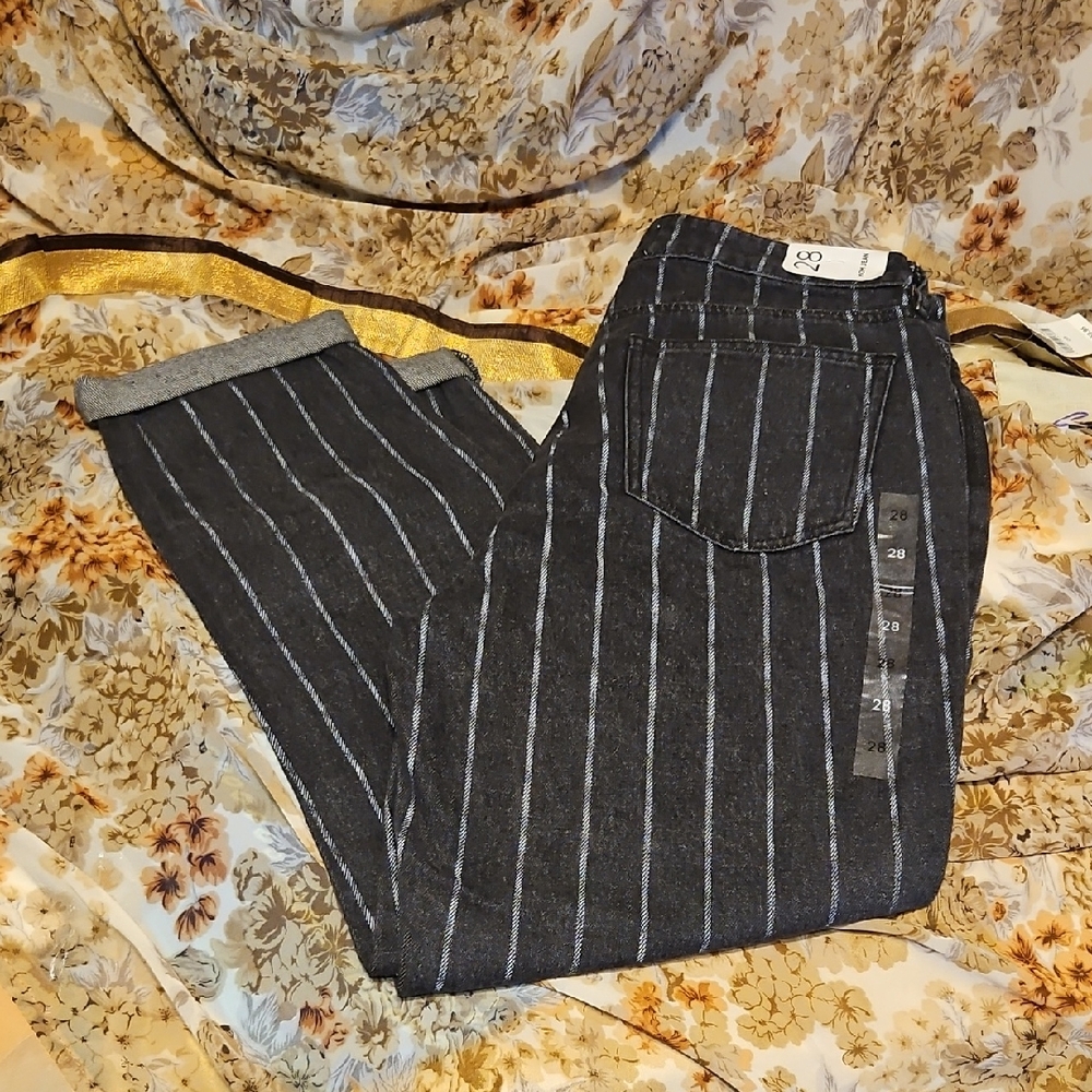 PACSUN Black and Gray Striped Jeans